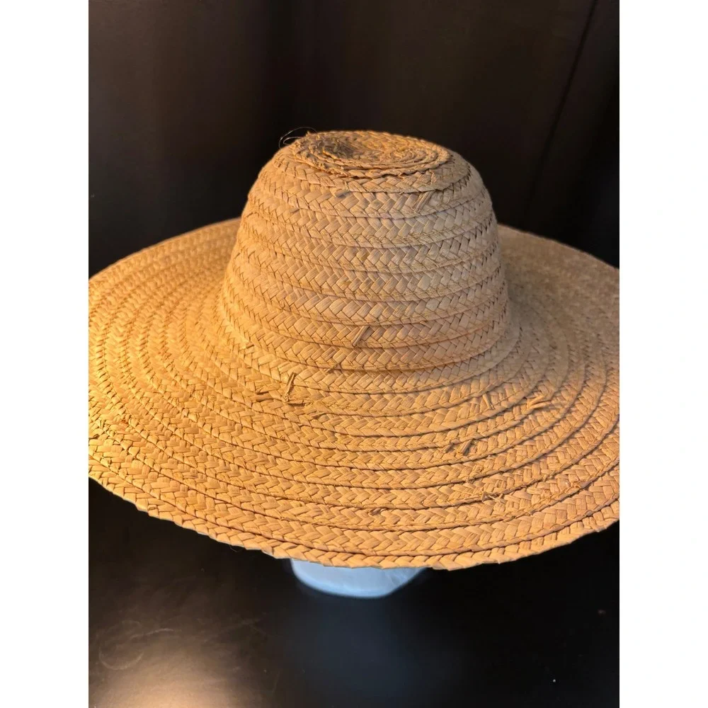 Unbranded Childrens Woven Straw Sun Hat Wide Brim Natural Tan Summer Beach Hat